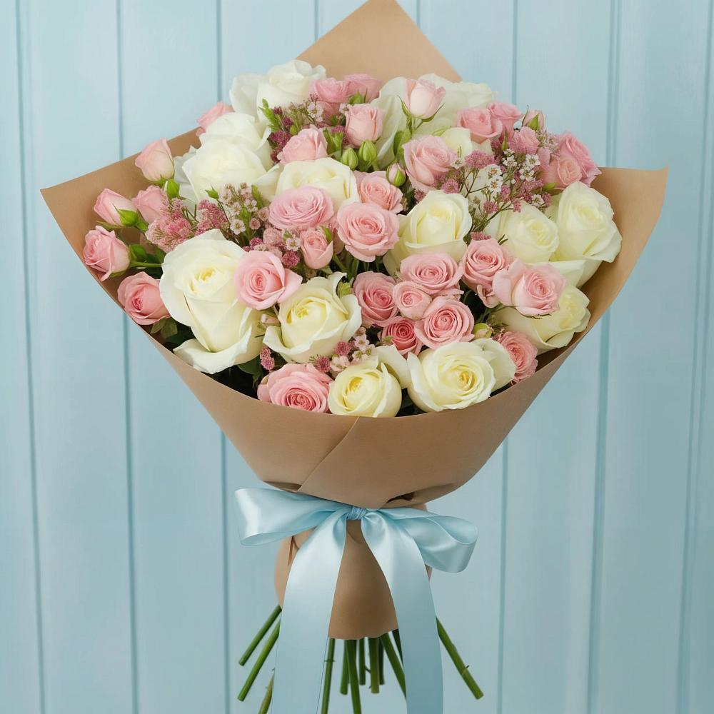 Букет цветов из: Розы в Гидроторфе