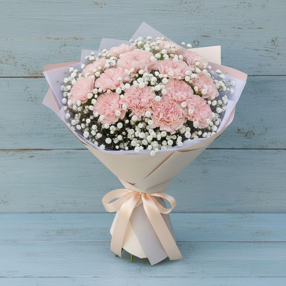 Букет цветов из: Гвоздики в Гидроторфе