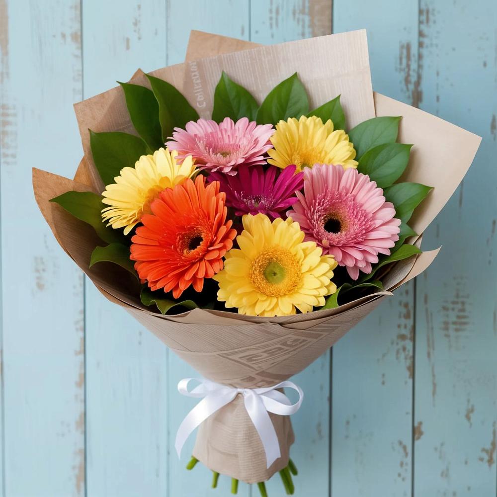 Букет цветов из: Герберы в Гидроторфе