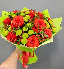 Букет цветов из:  Хризантемы и Розы #REPLACE_PRED# Гидроторфе