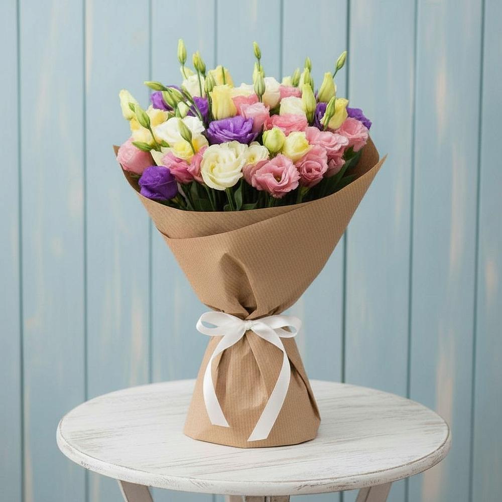 Букет цветов из: Лизиантусы в Гидроторфе