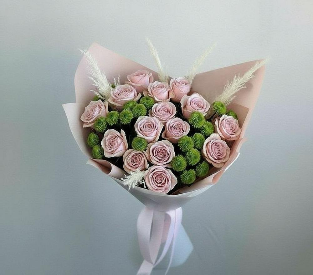 Букет цветов из: Розы и Хризантемы в Гидроторфе