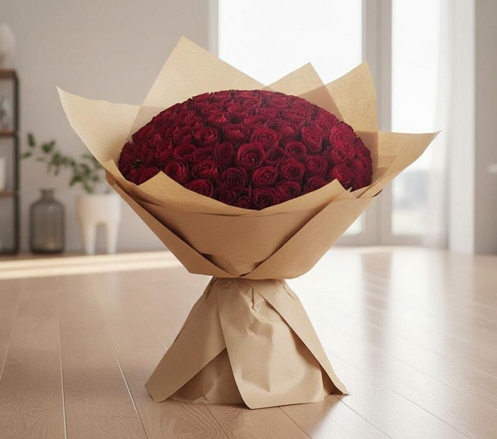 Букет 101 Красная роза в Гидроторфе