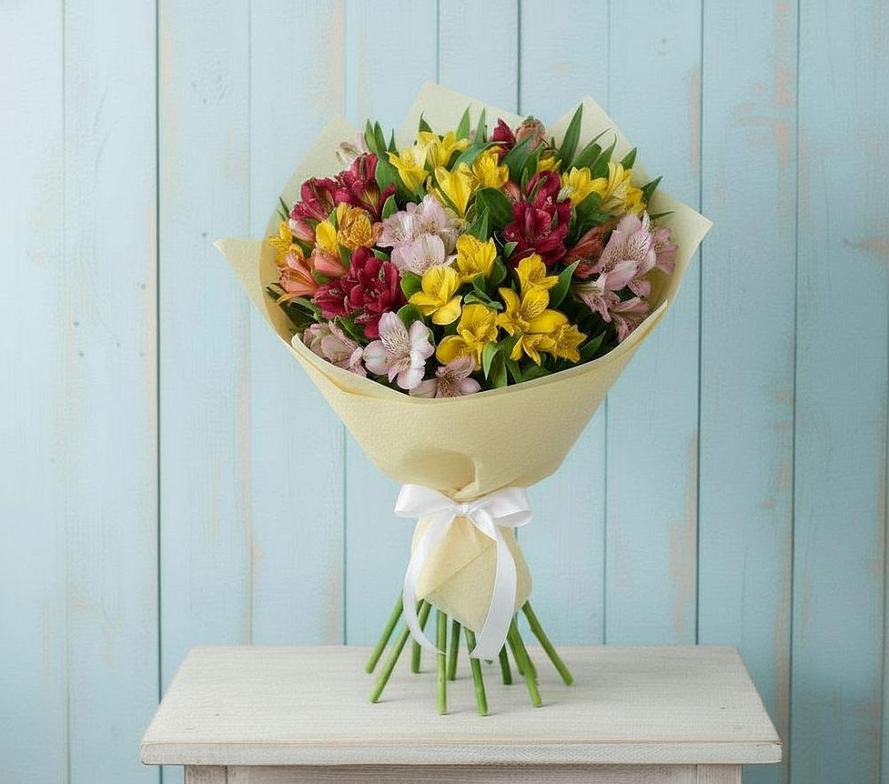 Букет цветов из: Альстромерии в Гидроторфе