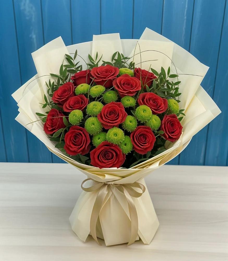 Букет цветов из: Розы и Хризантемы в Гидроторфе